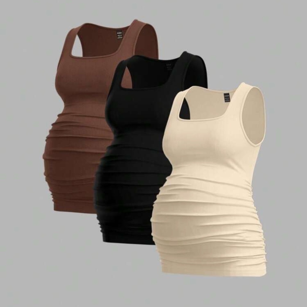 Modmama 3pcs Maternity Solid Color Tank Tops